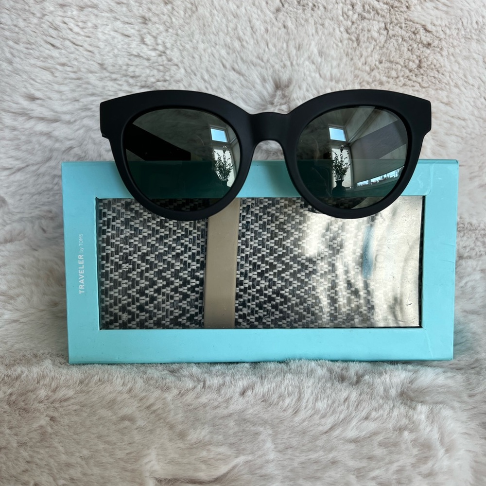 TOMS Black Matte Sunglasses “Give Sight” Travelers Collection